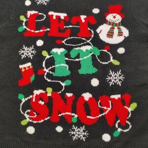 Lubot Women's Ugly Christmas Sweater‎ Let It Snow Snowman Snowflake L Black